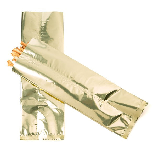 Plastpåsar Guld 10,2x30,5cm Metalliserad och förseglingsbart (100 st) [SMB412G]