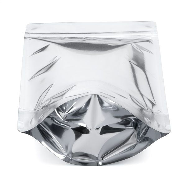 Stå upp påsar Silver med oval Fönster 17,1x8,9x28,6cm | 340 gram (100 st) [ZBGMO4S]