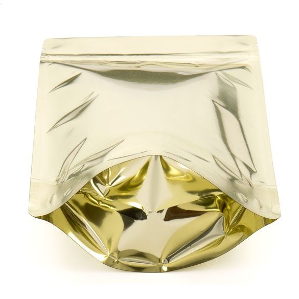 Stå upp påsar Guld med oval Fönster 17,1x8,9x28,6cm | 340 gram (100 st) [ZBGMO4SG]