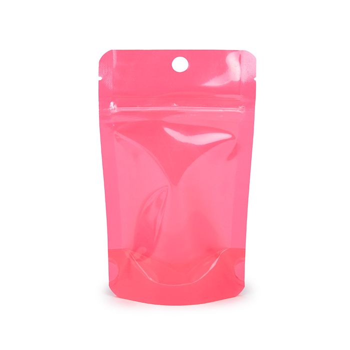 Stå upp påsar Neon Pink 7.9x5.1x13 cm med hängande hål (100 st) [ZBGN1PK]