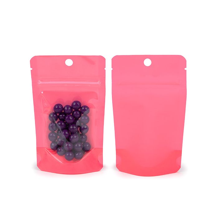 Stå upp påsar Neon Pink 7.9x5.1x13 cm med hängande hål (100 st) [ZBGN1PK]