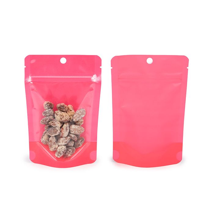 Stå upp påsar Neon Pink 10.2x6x15.2 cm med hängande hål (100 st) [ZBGN2PK]