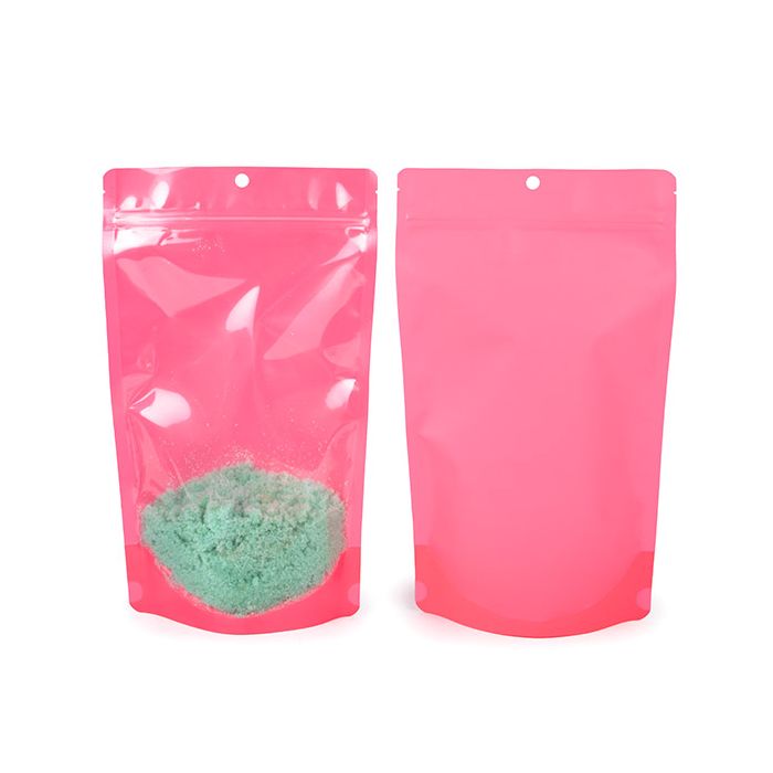 Stå upp påsar Neon Pink 17.1x8.9x28.6 cm w/ Hang Hole (100 st) [ZBGN4PK]