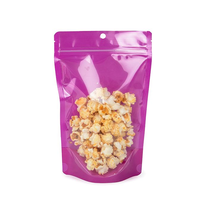 Stå upp påsar Neon Lila 14.9x8.9x23.2 cm med hängande hål (100 st) [ZBGN7PR]