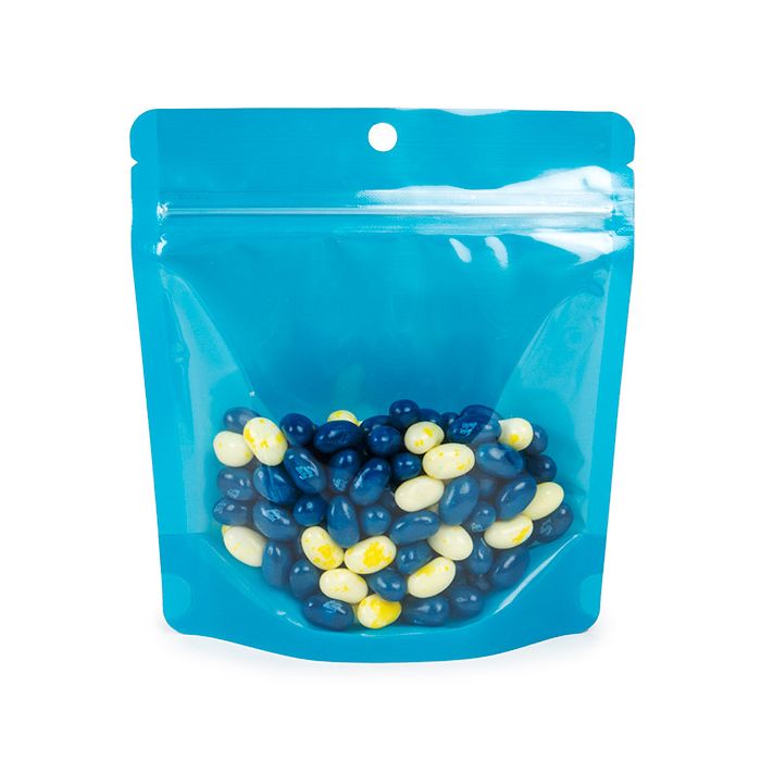 Stå upp påsar Neon Blå 15.9x6.4x14.6 cm med hängande hål (100 st) [ZBGNSHZBL]