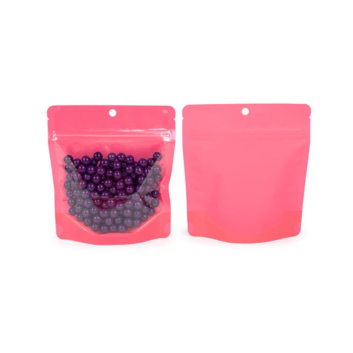 Stå upp påsar Neon Pink 15.9x6.4x14.6 cm med hängande hål (100 st) [ZBGNSHZPK]