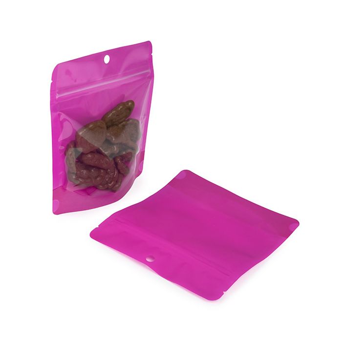 Stå upp påsar Neon Lila 15.9x6.4x14.6 cm med hängande hål (100 st) [ZBGNSHZPR]