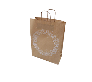 Paper Carrier Bags Xmas 32+12x41cm Kraft 100 grams (50 pcs)