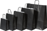 Paper Carrier Bags Black 24+12x31cm Kraft 100 grams