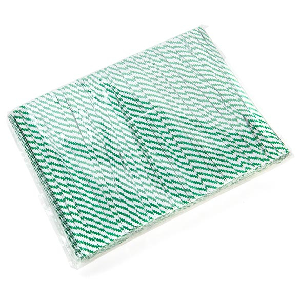 Säcktråd remsor 10,2x0,4cm Papper Vit/Grön randig (1000 st) [TT4WGS]