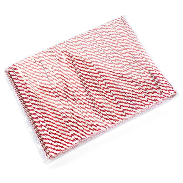 Säcktråd remsor 10,2x0,4cm Papper Vit/Röt randig (1000 st) [TT4WRS]