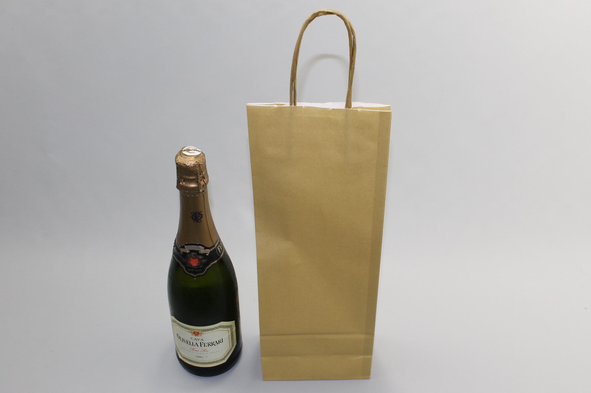 Carrier Bags for Bottles Gold 14x8x39cm Kraft 110 g/m
