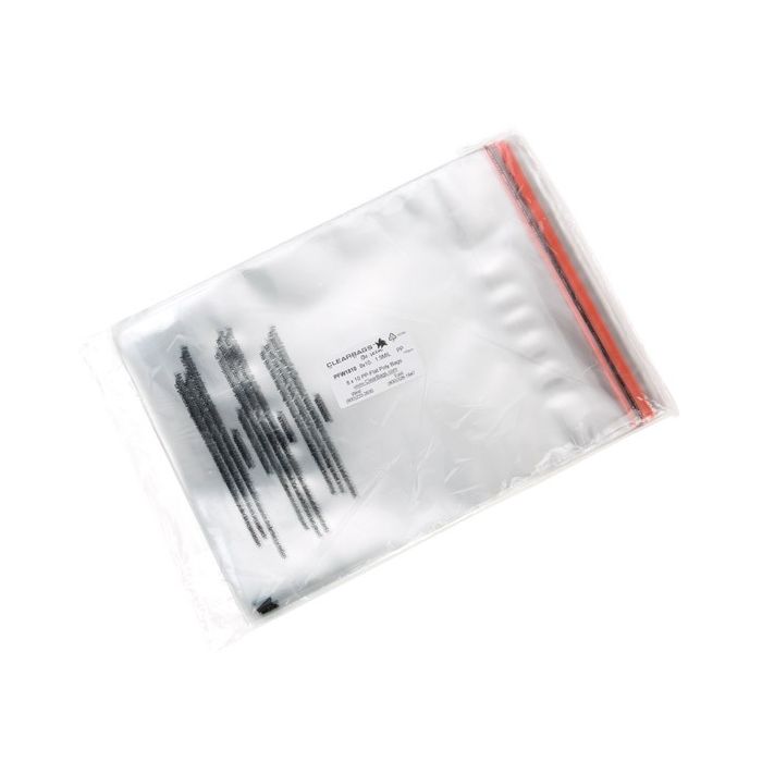 Plastpåsar med Kvävningsvarning 27,9x35,6cm Transparent med Tejpremsa (100 st) [PFW11114]