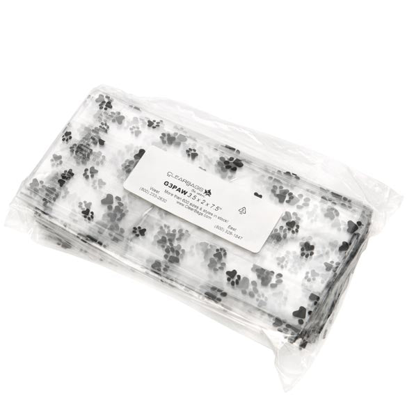 Tryckta Påsar Djur tassar 8,9x5,1x19,1cm med Sidoinvik (100 st) [G3PAW]