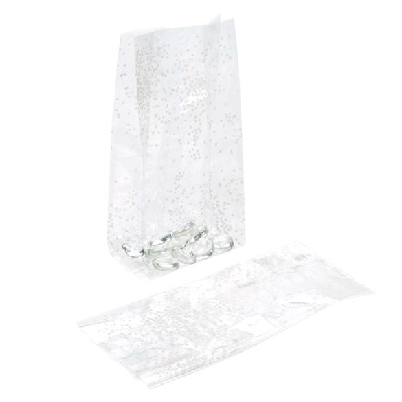 Tryckta Påsar små Prickar Vit 10,2x6,4x24,1cm med Sidoinvik (100 st) [G4SW]