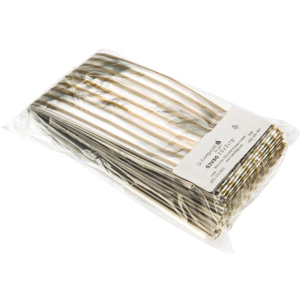 Tryckta Påsar Rand Guld 8,9x5,1x19,1cm med Sidoinvik (100 st) [G3VSG]