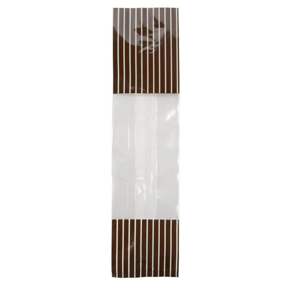 Tryckta Påsar Brun med Kräm Ränder 6,7x4,8x27,3cm med Sidoinvik (100 st) [G2BNC]