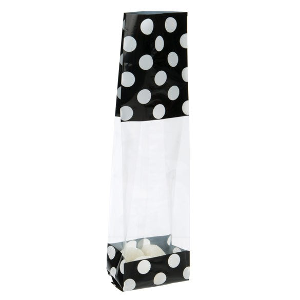 Tryckta Påsar Svart med witte Pricka 6,7x4,8x27,3cm med Sidoinvik (100 st) [G2BW]