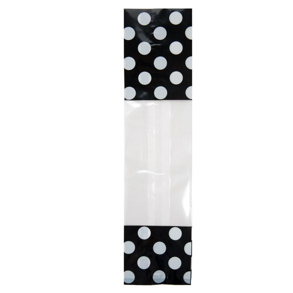 Tryckta Påsar Svart med witte Pricka 6,7x4,8x27,3cm med Sidoinvik (100 st) [G2BW]