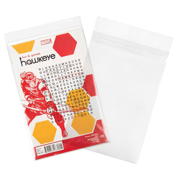 Plastpåsar för Serietidningar 17,5x26 + 3cm Transparent med Tejpremsa (100 stycken [COMIC1PC]