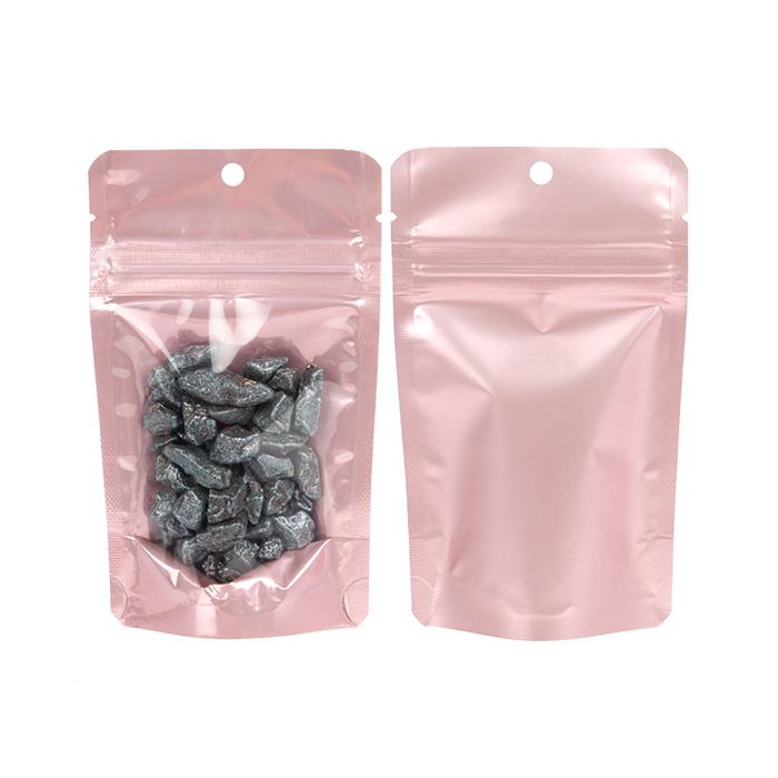 Rose Gold Backed Stå upp påsar med upphängningshål 8 x 5 x 13 cm (100 st) [ZBGRG1]