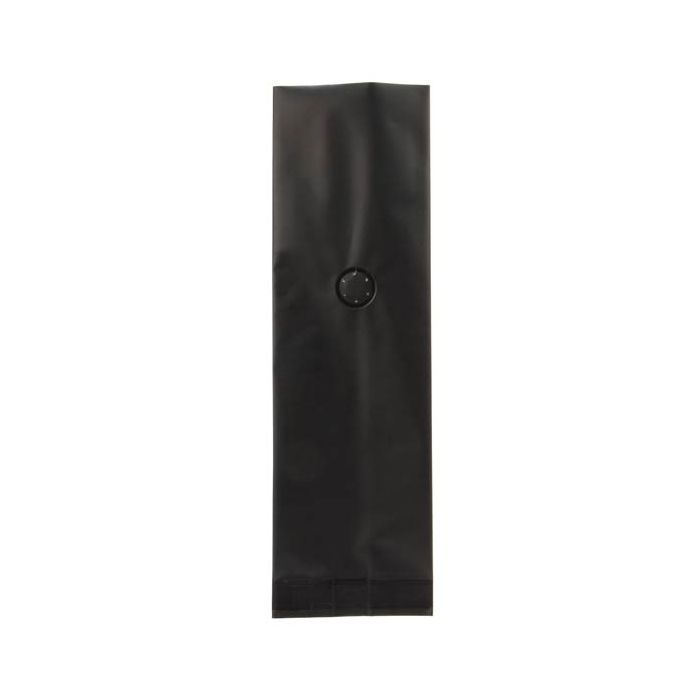 Coffee Pouches Matt Black with Valve 8.5x6.5x33cm 450 grams