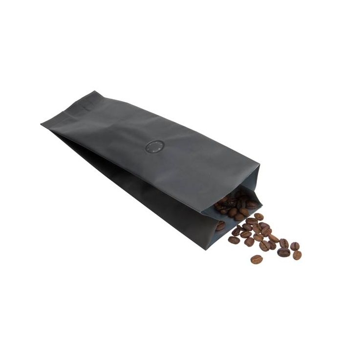 Kaffepåsar Matt Svart med Ventil 8x6x26cm 285 gram (50 st) [SGC1BM]