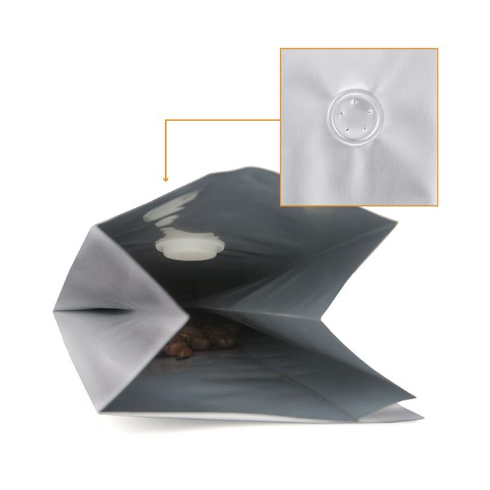 Kaffepåsar Silver med Ventil 8x6x26 cm 285 gram (50 st) [SGC1S]