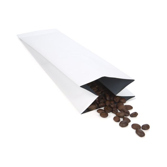 Kaffepåsar Matt Vit med Ventil 8,5x6,5x33 cm 450 gram (50 st) [SGC2WM]