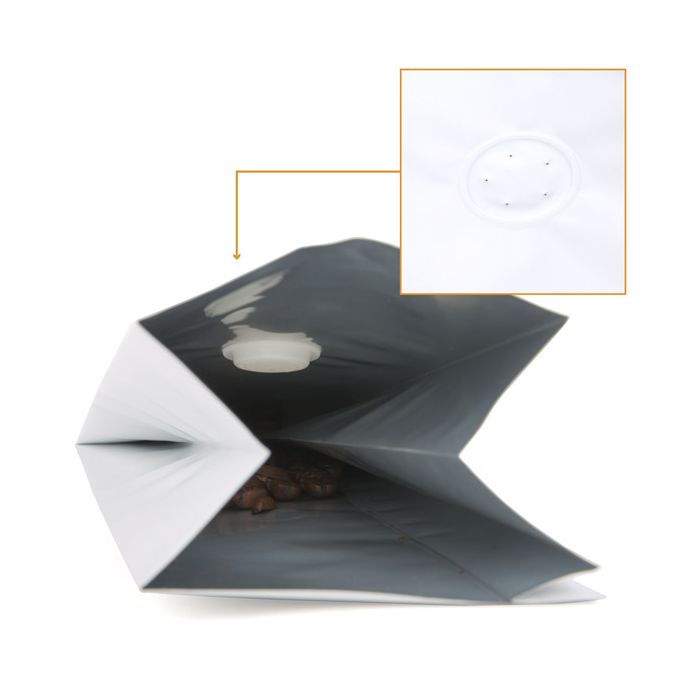 Kaffepåsar Matt Vit med Ventil 8,5x6,5x33 cm 450 gram (50 st) [SGC2WM]