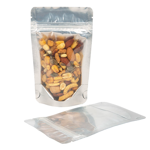 Stå upp påsar Transparent/Silver 9,5x5,5x15,5cm | 57 gram (100 st) [ZBGS35]