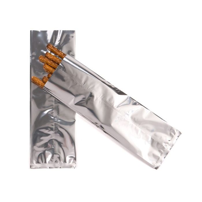 Plastpåsar Silver 10,2x30,5cm Metalliserad och förseglingsbart (100 st) [SMB412S]