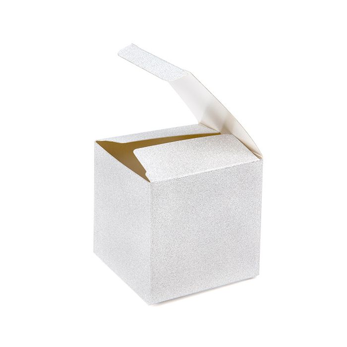 Folding Box Silver Glitter 7,6x7,6x7,6cm (25 st)[FB2SG]