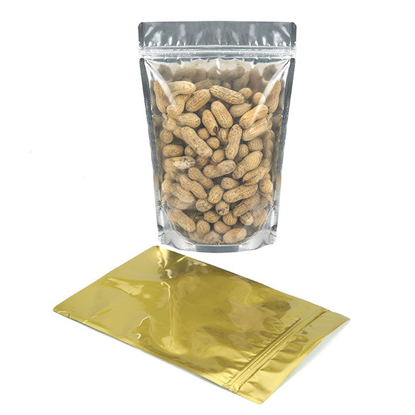Stå upp påsar Transparent/Guld 17,8x9,8x25,2cm | 283 gram (100 st) [ZBGG69]