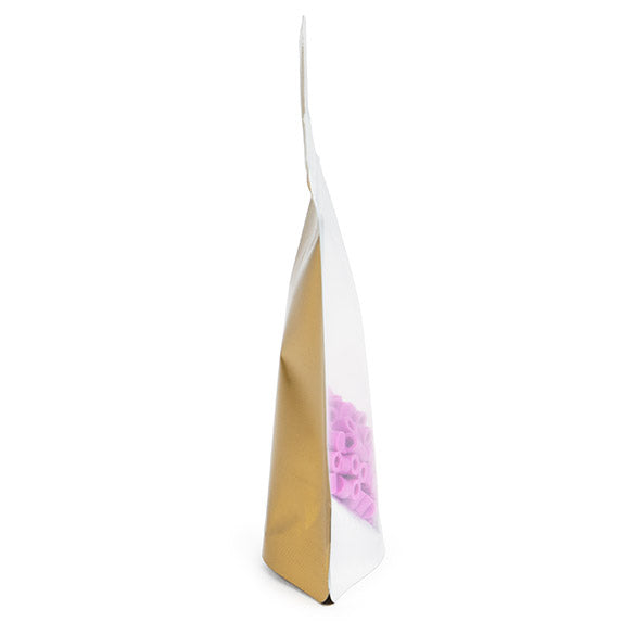 Stå upp påsar Transparent/Guld 8x5x13cm | 28 gram (100 st) [ZBGG1]