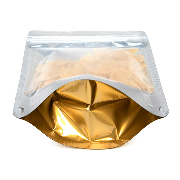 Stå upp påsar Transparent/Guld 13x7x20,5cm | 113 gram (100 st) [ZBGG3]