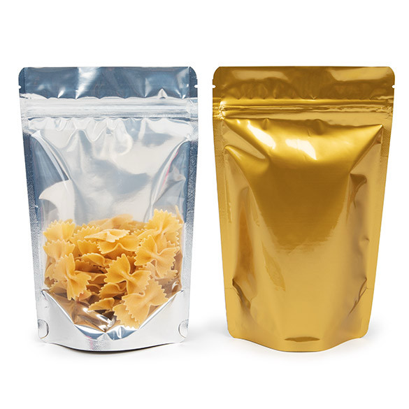 Stå upp påsar Transparent/Guld 13x7x20,5cm | 113 gram (100 st) [ZBGG3]