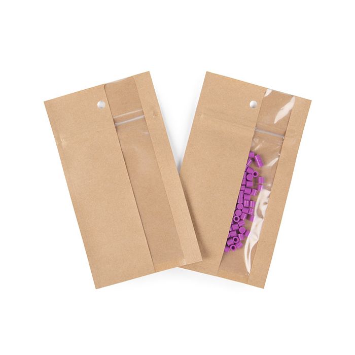 Blixtlåspåsar Kraft med vertikalt fönster7,6x11,4 cm (100 st) [HZBV3K]