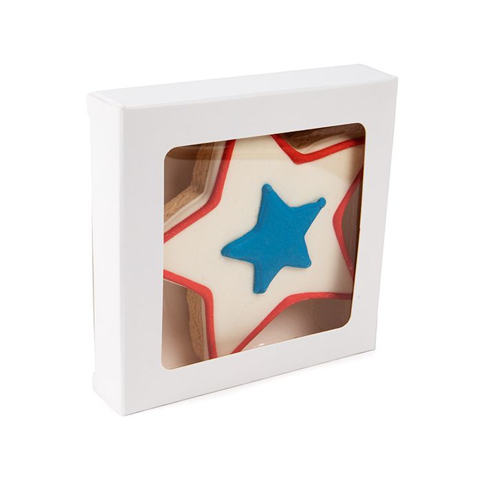 Vit presentförpackning es Window Box med fästa fönster 10,5x2,2x10,5 cm (25 st) [WKRGW245]