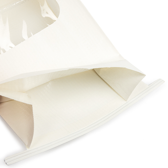 Blockbottenpåsar Vit med Tin-Tie Förslutning och Fönster 15,2x7x26,7cm (100 st) [TTW3W]