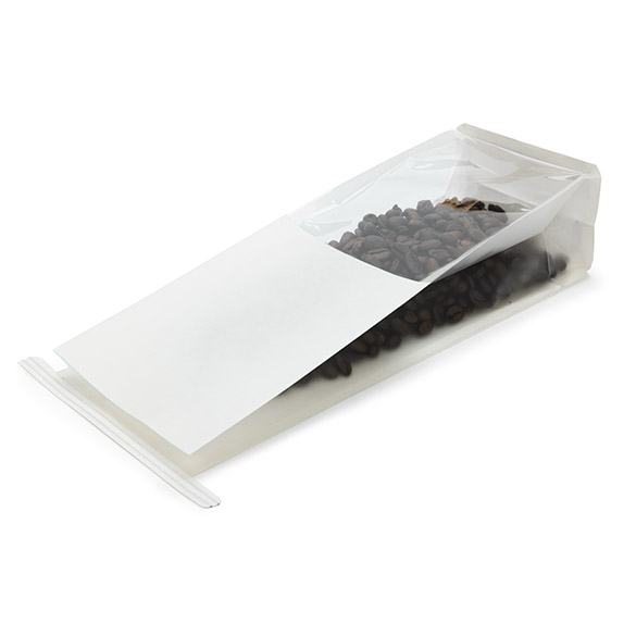 Blockbottenpåsar Vit med Tin-Tie Förslutning och Sidoveck 8,9x6,4x25,4cm (100 st) [TTGB1W]