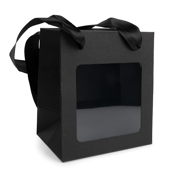 Presentpåsar Svart med Fönster 10,2x7x11,4cm (10 st) [GMBW1B]
