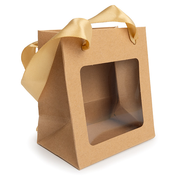 Presentpåsar Kraft med Fönster 10,2x7x11,4cm (10 st) [GMBW1K]
