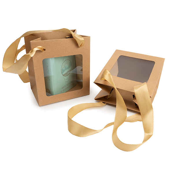Presentpåsar Kraft med Fönster 10,2x7x11,4cm (10 st) [GMBW1K]