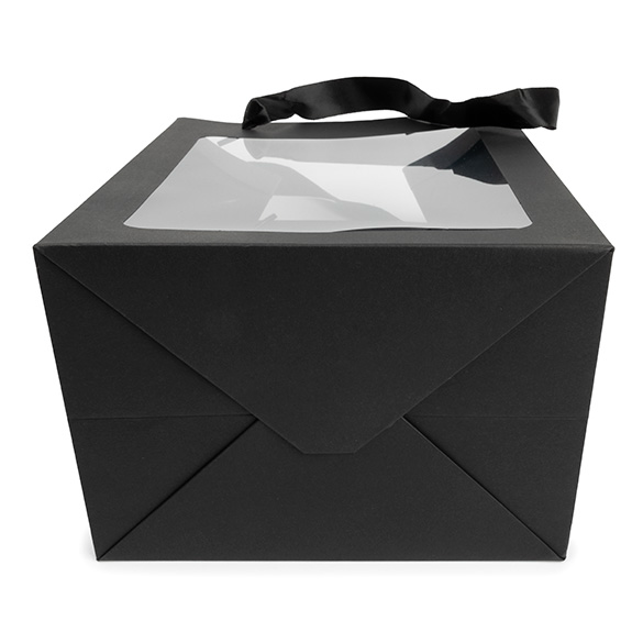 Presentpåsar Svart med Fönster 17,8x12,7x24,9cm (10 st) [GMBW2B]