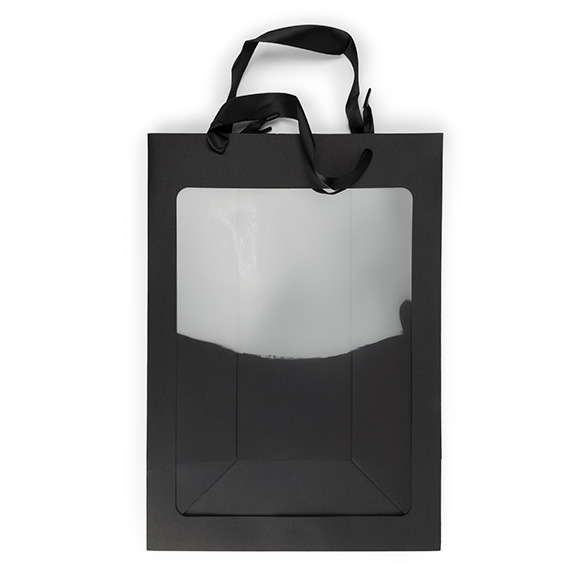 Presentpåsar Svart med Fönster 24,9x15,2x35,1cm (10 st) [GMBW3B]