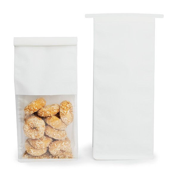 Blockbottenpåsar Vit med Tin-Tie Förslutning och Sidoveck 12,7x7,6x30,5cm (100 st) [TTGB3W]