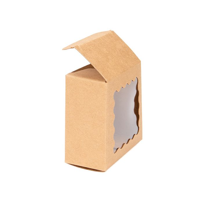 Lådor Kraft med skalloped fönster 7x3,7x7 cm (25 st) [WKRG227]