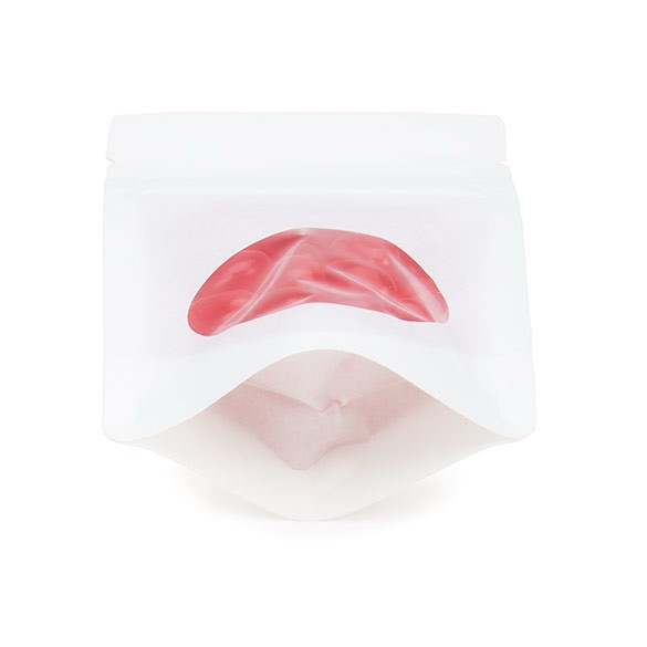 Stå upp påsar Kraft Vit med oval Fönster 7,9x5,1x13cm | 28 gram (100 st) [ZBGO1WK]