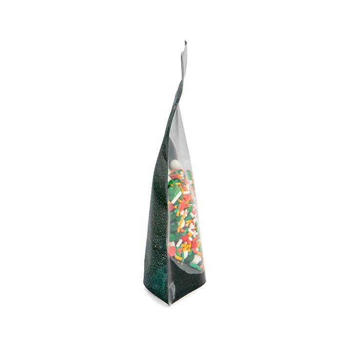 Stå upp påsar Transparant/Glitter grön 10,2x6x15,2 cm (100 St) [ZBG2GLGR]